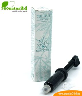 CBD PASTE cannabis plant with 40% CBD content. Without THC. Organic and vegan produced by Nordic Oil.