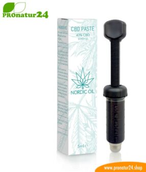 CBD PASTE cannabis plant with 40% CBD content. Without THC. Organic and vegan produced by Nordic Oil.