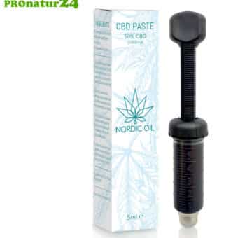 CBD PASTE cannabis plant with 50% CBD share. Without THC. Organic and vegan produced by Nordic Oil.