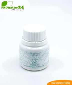 CBD SOFTGEL CAPSULES of cannabis plant with 10% CBD content. Without THC. Biologically produced by Nordic Oil.