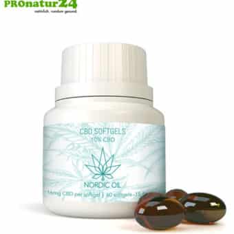 CBD SOFTGEL CAPSULES of cannabis plant with 10% CBD content. Without THC. Biologically produced by Nordic Oil.