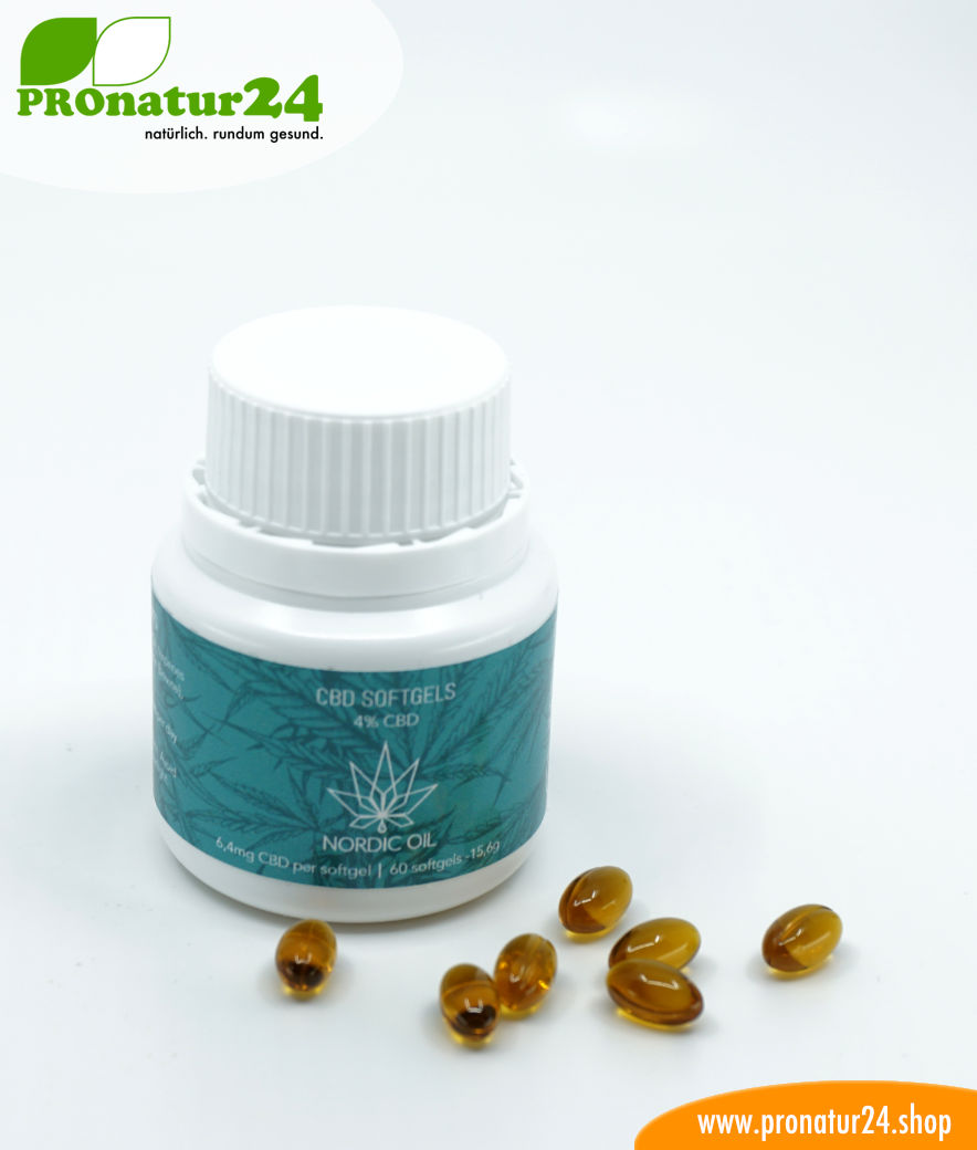 CBD SOFTGEL CAPSULES of cannabis plant with 4% CBD content. Without THC. Biologically produced by Nordic Oil. 6 CBD SOFTGEL CAPSULES of cannabis plant with 4% CBD content. Without THC. Biologically produced by Nordic Oil.