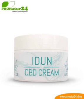 IDUN CBD moisturizer. Skin cream for optimal hydration with the power of cannabis plant. Without THC. Vegan.