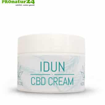IDUN CBD moisturizer. Skin cream for optimal hydration with the power of cannabis plant. Without THC. Vegan.