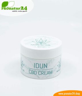IDUN CBD moisturizer. Skin cream for optimal hydration with the power of cannabis plant. Without THC. Vegan.