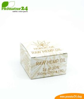 RAW CBD & CBDa hemp oil. Extraction without heat input of cannabis plant with 30% CBD content. Without THC. Vegan.