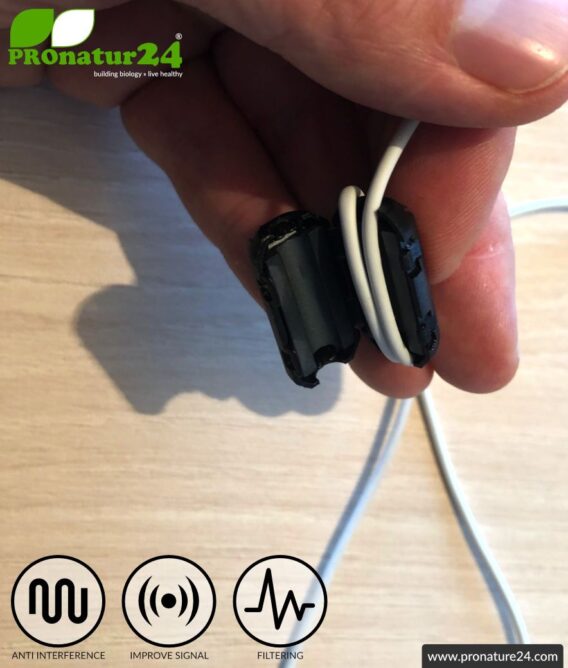 FREE Ferrite core filter against electrosmog in the headset cable, clickable, for cables up to 5 mm in diameter - 1x FERRITE CORE GIFT!