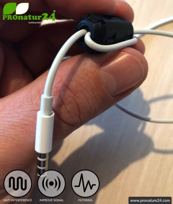 FREE Ferrite core filter against electrosmog in the headset cable, clickable, for cables up to 5 mm in diameter - 1x FERRITE CORE GIFT!