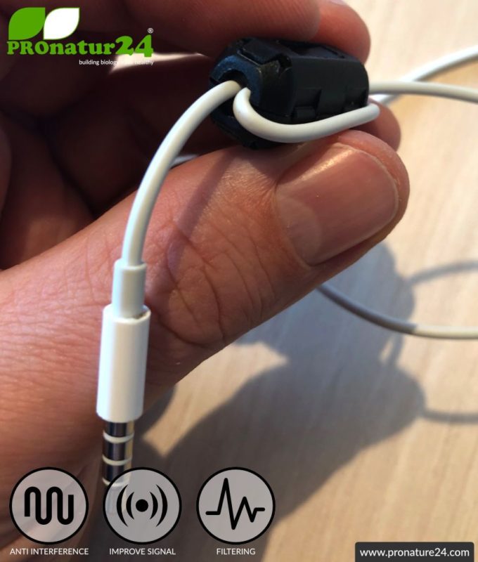 FREE 1 ferrite core against electrosmog in headset grey