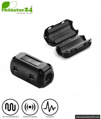 FREE Ferrite core filter against electrosmog in the headset cable, clickable, for cables up to 5 mm in diameter - 1x FERRITE CORE GIFT!