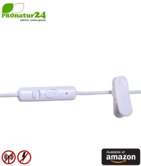 KKmoon air tube monaural in-ear headset with microphone. Against electrosmog by air tube technology. Jack plug. For iPhone, Android, smartphones. Available at Amazon.