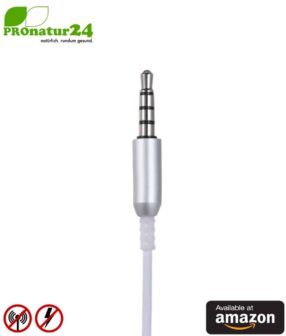 KKmoon air tube monaural in-ear headset with microphone. Against electrosmog by air tube technology. Jack plug. For iPhone, Android, smartphones. Available at Amazon.