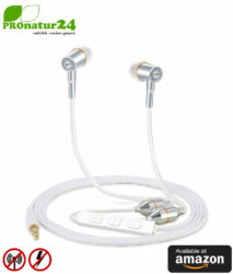 Tuisy Air Tube Anti Electrosmog Stereo Headset with Microphone. Modern AirTube Headphones with volume control. For iPhone, Android, Smartphones. Available at Amazon.