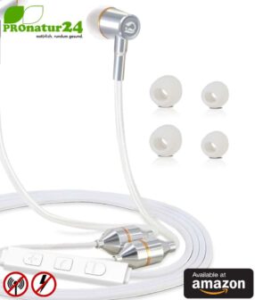 Tuisy Air Tube Anti Electrosmog Stereo Headset with Microphone. Modern AirTube Headphones with volume control. For iPhone, Android, Smartphones. Available at Amazon.