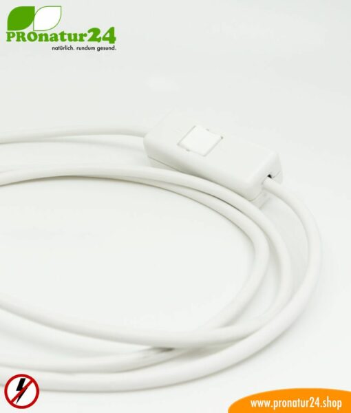 Shielded cable with on / off switch, plug type EF and free end, white, 2 meters length