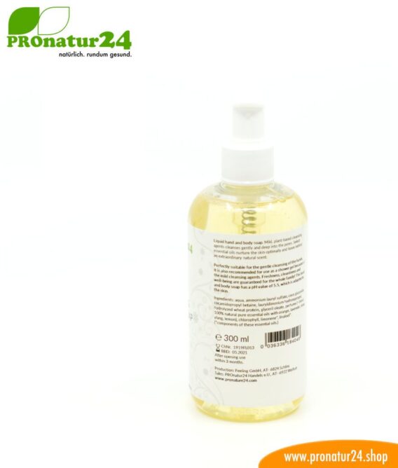 HAND & BODY SOAP liquid. A liquid soap which is also a wonderful shower gel. Pore-deep cleansing and nourishing at the same time.
