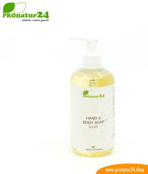 HAND & BODY SOAP liquid. A liquid soap which is also a wonderful shower gel. Pore-deep cleansing and nourishing at the same time.