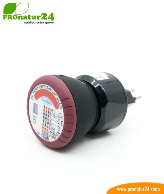 TESTAVIT SCHUKI 3 LCD sockets socket tester with adapter for switzerland. Quick check of grounding and wiring.