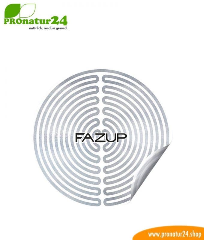 FAZUP silver. Passive antenna for reduction from mobile phone radiation! Innovative protection against electrosmog from iPhone, Samung, Huawei. Stick on like harmonizing chip.