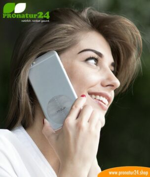 FAZUP silver. Passive antenna for reduction from mobile phone radiation! Innovative protection against electrosmog from iPhone, Samung, Huawei. Stick on like harmonizing chip.