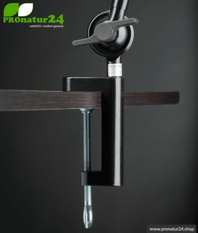 Mounting / fixing of the shielded desk lamp and workplace lamp. DESIGN BLACK.