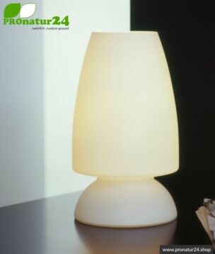 Shielded glass lamp in elegant style, completely made of mouth-blown opal glass, 27 cm height, E27 socket, 60 watt