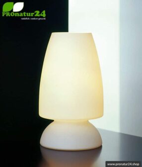 Shielded glass lamp in elegant style, completely made of mouth-blown opal glass, 27 cm height, E27 socket, 60 watt