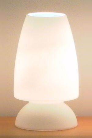 Shielded glass lamp in elegant style, completely made of mouth-blown opal glass, 27 cm height, E27 socket, 60 watt