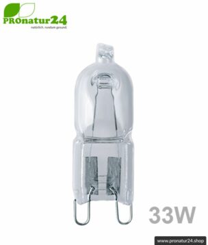 Halogen bulb HALOPIN® PRO 33 Watt for G9 base from OSRAM. Equivalent to 40 Watt light output.