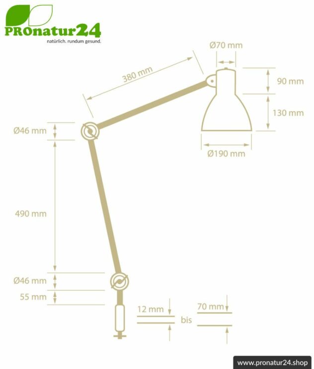Shielded lamp for desk and workplace. Ideal work lamp. 48 Watt. E27. Black design. Choose the mounting!