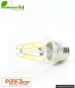 LED bulb filament Pure-Z-Retro BIO LIGHT, clear, E27, 8.2 watt, 970 lumen, warm white (2700 K). Corresponds to 80 Watt light output.