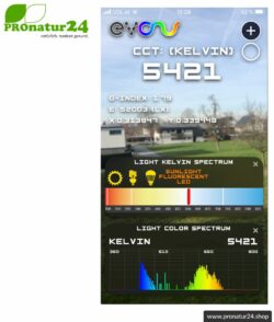 Lightspectrum Pro EVO for measuring the color temperature in kelvin and displaying the color spectrum. Available for iOS and Android. Feedimage.