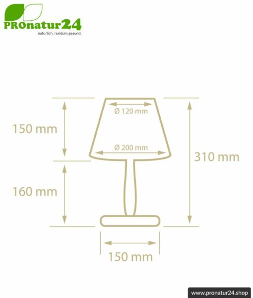 Shielded table lamp made of beech wood with lampshade made of cotton in NATURE colour. 31 cm high, E27 socket, 40 watt.