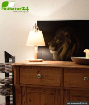 Shielded table lamp made of beech wood with lampshade made of paper, WHITE. 31 cm high, E27 socket, 40 watt. Idea: Paint yourself! - Image 2