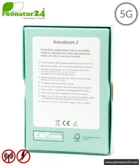 ACOUSTICOM 2 Electrosmog Detector | Broadband Measuring Device for Electrosmog HF | Detection of EMF radio radiation up to 8 GHz, including 5G. Entry level device!