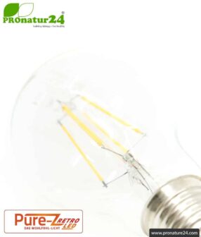 4.2 watts LED Filament Pure-Z-Retro BIO LIGHT | bright as 40 watts, 420 lumen | warm white (2700 Kelvin) | CRI >90, flicker-free (< 1%), E27