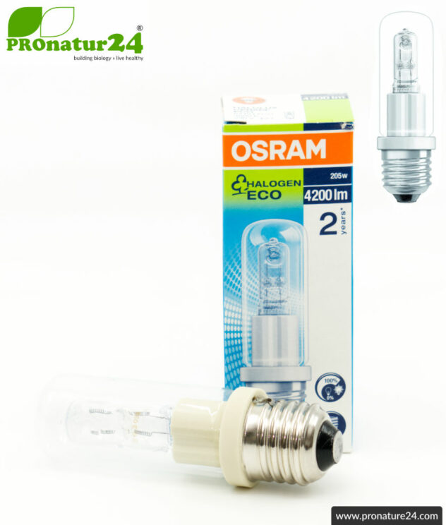 205 Watt halogen HALOLUX CERAM® | Model 64404 ECO from OSRAM | Extremely bright. Warm white. E27.