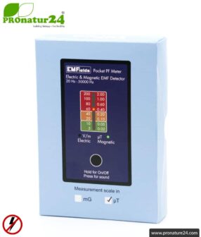 Pocket PF Meter | Low frequency measuring device for electrosmog LF | Detection of electric and magnetic fields. 15 to 50,000 Hz. Potential-free measurement.