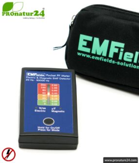 Pocket PF Meter | Low frequency measuring device for electrosmog LF | Detection of electric and magnetic fields. 15 to 50,000 Hz. Potential-free measurement.
