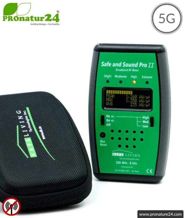 Safe and Sound Pro 2 EMF Detector | Broadband RF Radiation Meter | Detection of RF radiation from 200 MHz to 8 GHz, including 5G. Semi-professional level for beginners.