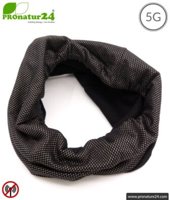 ANTIWAVE shielding hose scarf | black | Protection against electrosmog HF with efficiency up to 99,9% (cell phone, WIFI, LTE) | suitable as mouth-nose protection mask | shielding fabric with silver for antibacterial effect (silver ion treatment) | 5G ready!
