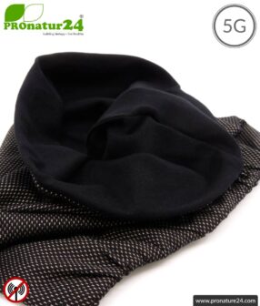 ANTIWAVE shielding hose scarf | black | Protection against electrosmog HF with efficiency up to 99,9% (cell phone, WIFI, LTE) | suitable as mouth-nose protection mask | shielding fabric with silver for antibacterial effect (silver ion treatment) | 5G ready!