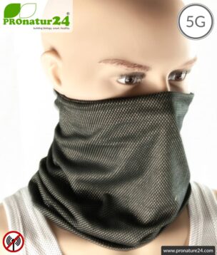 ANTIWAVE shielding hose scarf | black | Protection against electrosmog HF with efficiency up to 99,9% (cell phone, WIFI, LTE) | suitable as mouth-nose protection mask | shielding fabric with silver for antibacterial effect (silver ion treatment) | 5G ready!