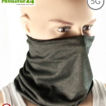 ANTIWAVE shielding hose scarf | black-silver | Protection against electrosmog HF with efficiency >99,9% (cell phone, WIFI, LTE) | suitable as mouth-nose protection mask | shielding fabric with silver for antibacterial effect (silver ion treatment) | 5G ready!