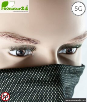 ANTIWAVE shielding hose scarf | black | Protection against electrosmog HF with efficiency up to 99,9% (cell phone, WIFI, LTE) | suitable as mouth-nose protection mask | shielding fabric with silver for antibacterial effect (silver ion treatment) | 5G ready!