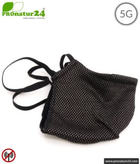 ANTIWAVE MNP shape protection mask for mouth and nose | black | shielding fabric with silver for antibacterial effect (silver ion treatment) | 4x maximum in hygiene, effect, wearing comfort and protection against electric smog!