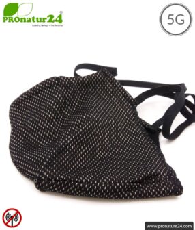 ANTIWAVE MNP shape protection mask for mouth and nose | black | shielding fabric with silver for antibacterial effect (silver ion treatment) | 4x maximum in hygiene, effect, wearing comfort and protection against electric smog!