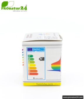 6 watts LED full spectrum spot 3step | natural flicker free light | bright as 35 watts, 480 lumen | dimming without dimmer (100%, 50%, 15%) | 5400 Kelvin. GU10 socket.