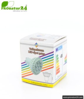 6 watts LED full spectrum spot 3step | natural flicker free light | bright as 35 watts, 480 lumen | dimming without dimmer (100%, 50%, 15%) | 5400 Kelvin. GU10 socket.