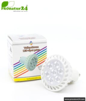 6 watts LED full spectrum spot 3step | natural flicker free light | bright as 35 watts, 480 lumen | dimming without dimmer (100%, 50%, 15%) | 5400 Kelvin. GU10 socket.